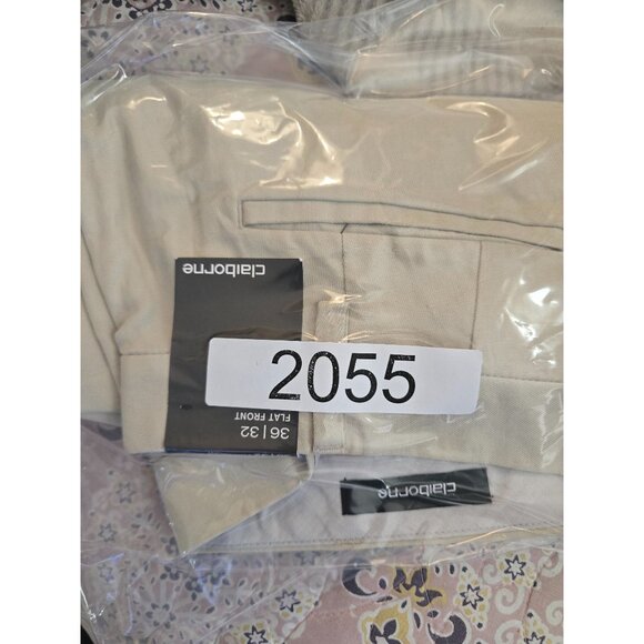 Claiborne Mens Sand Flat Front Pants 36x32 Linen/Cotton Blend golf garden party - Picture 8 of 8